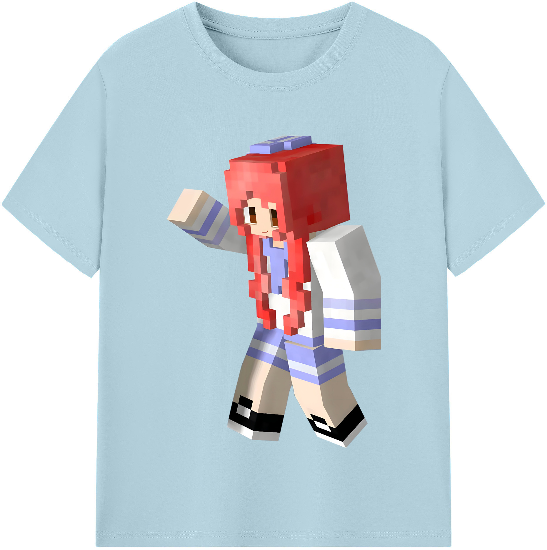 （画像用） マインクラフト ブロックの世界 Minecraft MC Block world 綿100％半袖Tシャツ（フロントプリント）